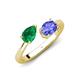 4 - Afra 1.65 ctw Emerald Pear Shape (7x5 mm) & Tanzanite Oval Shape (7x5 mm) Toi Et Moi Engagement Ring 