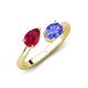 4 - Afra 1.80 ctw Ruby Pear Shape (7x5 mm) & Tanzanite Oval Shape (7x5 mm) Toi Et Moi Engagement Ring 