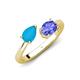 4 - Afra 1.75 ctw Blue Sapphire Pear Shape (7x5 mm) & Tanzanite Oval Shape (7x5 mm) Toi Et Moi Engagement Ring 