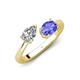 4 - Afra 1.75 ctw White Sapphire Pear Shape (7x5 mm) & Tanzanite Oval Shape (7x5 mm) Toi Et Moi Engagement Ring 