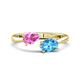 1 - Afra 1.90 ctw Pink Sapphire Pear Shape (7x5 mm) & Blue Topaz Oval Shape (7x5 mm) Toi Et Moi Engagement Ring 