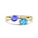 1 - Afra 1.75 ctw Tanzanite Pear Shape (7x5 mm) & Blue Topaz Oval Shape (7x5 mm) Toi Et Moi Engagement Ring 