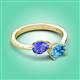 3 - Afra 1.75 ctw Tanzanite Pear Shape (7x5 mm) & Blue Topaz Oval Shape (7x5 mm) Toi Et Moi Engagement Ring 
