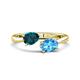 1 - Afra 1.85 ctw London Blue Topaz Pear Shape (7x5 mm) & Blue Topaz Oval Shape (7x5 mm) Toi Et Moi Engagement Ring 