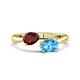 1 - Afra 1.90 ctw Red Garnet Pear Shape (7x5 mm) & Blue Topaz Oval Shape (7x5 mm) Toi Et Moi Engagement Ring 