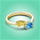 3 - Afra 1.90 ctw Yellow Sapphire Pear Shape (7x5 mm) & Blue Topaz Oval Shape (7x5 mm) Toi Et Moi Engagement Ring 