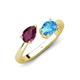 4 - Afra 1.90 ctw Rhodolite Garnet Pear Shape (7x5 mm) & Blue Topaz Oval Shape (7x5 mm) Toi Et Moi Engagement Ring 
