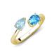 4 - Afra 1.60 ctw Aquamarine Pear Shape (7x5 mm) & Blue Topaz Oval Shape (7x5 mm) Toi Et Moi Engagement Ring 