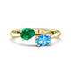 1 - Afra 1.80 ctw Emerald Pear Shape (7x5 mm) & Blue Topaz Oval Shape (7x5 mm) Toi Et Moi Engagement Ring 