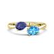 1 - Afra 1.60 ctw Iolite Pear Shape (7x5 mm) & Blue Topaz Oval Shape (7x5 mm) Toi Et Moi Engagement Ring 