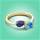 3 - Afra 1.60 ctw Iolite Pear Shape (7x5 mm) & Blue Topaz Oval Shape (7x5 mm) Toi Et Moi Engagement Ring 