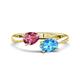1 - Afra 1.70 ctw Pink Tourmaline Pear Shape (7x5 mm) & Blue Topaz Oval Shape (7x5 mm) Toi Et Moi Engagement Ring 