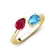4 - Afra 1.95 ctw Ruby Pear Shape (7x5 mm) & Blue Topaz Oval Shape (7x5 mm) Toi Et Moi Engagement Ring 