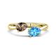 1 - Afra 1.65 ctw Smoky Quartz Pear Shape (7x5 mm) & Blue Topaz Oval Shape (7x5 mm) Toi Et Moi Engagement Ring 
