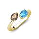4 - Afra 1.65 ctw Smoky Quartz Pear Shape (7x5 mm) & Blue Topaz Oval Shape (7x5 mm) Toi Et Moi Engagement Ring 