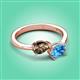 3 - Afra 1.65 ctw Smoky Quartz Pear Shape (7x5 mm) & Blue Topaz Oval Shape (7x5 mm) Toi Et Moi Engagement Ring 