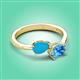 3 - Afra 1.90 ctw Blue Sapphire Pear Shape (7x5 mm) & Blue Topaz Oval Shape (7x5 mm) Toi Et Moi Engagement Ring 