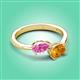 3 - Afra 1.62 ctw Pink Sapphire Pear Shape (7x5 mm) & Citrine Oval Shape (7x5 mm) Toi Et Moi Engagement Ring 