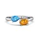 1 - Afra 1.57 ctw Blue Topaz Pear Shape (7x5 mm) & Citrine Oval Shape (7x5 mm) Toi Et Moi Engagement Ring 