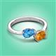 3 - Afra 1.57 ctw Blue Topaz Pear Shape (7x5 mm) & Citrine Oval Shape (7x5 mm) Toi Et Moi Engagement Ring 
