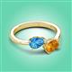 3 - Afra 1.57 ctw Blue Topaz Pear Shape (7x5 mm) & Citrine Oval Shape (7x5 mm) Toi Et Moi Engagement Ring 