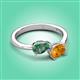 3 - Afra 1.58 ctw Lab Created Alexandrite Pear Shape (7x5 mm) & Citrine Oval Shape (7x5 mm) Toi Et Moi Engagement Ring 