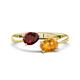 1 - Afra 1.62 ctw Red Garnet Pear Shape (7x5 mm) & Citrine Oval Shape (7x5 mm) Toi Et Moi Engagement Ring 
