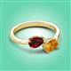 3 - Afra 1.62 ctw Red Garnet Pear Shape (7x5 mm) & Citrine Oval Shape (7x5 mm) Toi Et Moi Engagement Ring 