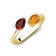 4 - Afra 1.62 ctw Red Garnet Pear Shape (7x5 mm) & Citrine Oval Shape (7x5 mm) Toi Et Moi Engagement Ring 