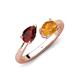 4 - Afra 1.62 ctw Red Garnet Pear Shape (7x5 mm) & Citrine Oval Shape (7x5 mm) Toi Et Moi Engagement Ring 
