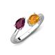 4 - Afra 1.62 ctw Rhodolite Garnet Pear Shape (7x5 mm) & Citrine Oval Shape (7x5 mm) Toi Et Moi Engagement Ring 