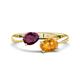 1 - Afra 1.62 ctw Rhodolite Garnet Pear Shape (7x5 mm) & Citrine Oval Shape (7x5 mm) Toi Et Moi Engagement Ring 