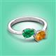 3 - Afra 1.52 ctw Emerald Pear Shape (7x5 mm) & Citrine Oval Shape (7x5 mm) Toi Et Moi Engagement Ring 