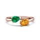 1 - Afra 1.52 ctw Emerald Pear Shape (7x5 mm) & Citrine Oval Shape (7x5 mm) Toi Et Moi Engagement Ring 