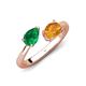 4 - Afra 1.52 ctw Emerald Pear Shape (7x5 mm) & Citrine Oval Shape (7x5 mm) Toi Et Moi Engagement Ring 