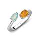 4 - Afra 1.07 ctw Opal Pear Shape (7x5 mm) & Citrine Oval Shape (7x5 mm) Toi Et Moi Engagement Ring 