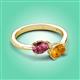 3 - Afra 1.42 ctw Pink Tourmaline Pear Shape (7x5 mm) & Citrine Oval Shape (7x5 mm) Toi Et Moi Engagement Ring 