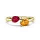 1 - Afra 1.67 ctw Ruby Pear Shape (7x5 mm) & Citrine Oval Shape (7x5 mm) Toi Et Moi Engagement Ring 