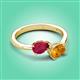 3 - Afra 1.67 ctw Ruby Pear Shape (7x5 mm) & Citrine Oval Shape (7x5 mm) Toi Et Moi Engagement Ring 