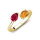 4 - Afra 1.67 ctw Ruby Pear Shape (7x5 mm) & Citrine Oval Shape (7x5 mm) Toi Et Moi Engagement Ring 