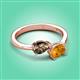 3 - Afra 1.37 ctw Smoky Quartz Pear Shape (7x5 mm) & Citrine Oval Shape (7x5 mm) Toi Et Moi Engagement Ring 