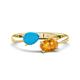 1 - Afra 1.07 ctw Turquoise Pear Shape (7x5 mm) & Citrine Oval Shape (7x5 mm) Toi Et Moi Engagement Ring 