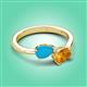 3 - Afra 1.07 ctw Turquoise Pear Shape (7x5 mm) & Citrine Oval Shape (7x5 mm) Toi Et Moi Engagement Ring 