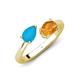 4 - Afra 1.07 ctw Turquoise Pear Shape (7x5 mm) & Citrine Oval Shape (7x5 mm) Toi Et Moi Engagement Ring 