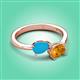 3 - Afra 1.07 ctw Turquoise Pear Shape (7x5 mm) & Citrine Oval Shape (7x5 mm) Toi Et Moi Engagement Ring 