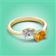 3 - Afra 1.62 ctw White Sapphire Pear Shape (7x5 mm) & Citrine Oval Shape (7x5 mm) Toi Et Moi Engagement Ring 