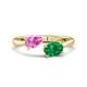 1 - Afra 1.70 ctw Pink Sapphire Pear Shape (7x5 mm) & Emerald Oval Shape (7x5 mm) Toi Et Moi Engagement Ring 