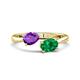 1 - Afra 1.45 ctw Amethyst Pear Shape (7x5 mm) & Emerald Oval Shape (7x5 mm) Toi Et Moi Engagement Ring 
