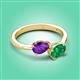 3 - Afra 1.45 ctw Amethyst Pear Shape (7x5 mm) & Emerald Oval Shape (7x5 mm) Toi Et Moi Engagement Ring 