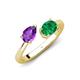4 - Afra 1.45 ctw Amethyst Pear Shape (7x5 mm) & Emerald Oval Shape (7x5 mm) Toi Et Moi Engagement Ring 